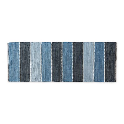 Design Imports Denim Color Block Cotton Chindi Rug 2Ft 3Inx6Ft