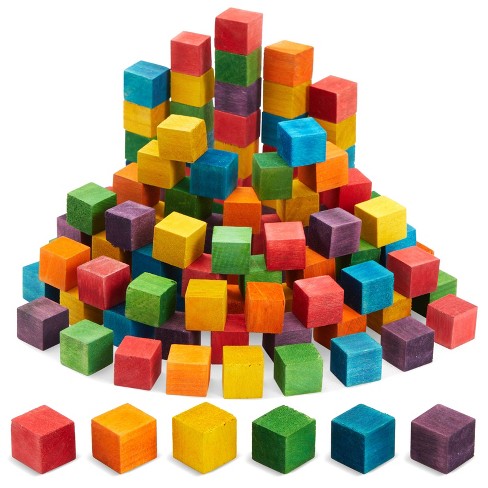 100 Wooden Blocks Crafts, 0.6-inch Colorful Wood Cubes, 6 Colors : Target