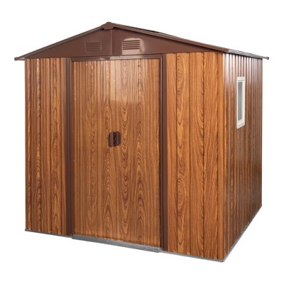 DOMETOUR 6ft x 6ft Outdoor Metal Storage Shed with Metal Foundation, with Window