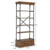 Jojoka 5-Tier 81" Tall Rustic Bookshelf with Metal Frame & Storage Drawer – Vintage Open Bookcase for Living Room, Office, Bedroom, Library - 2 of 4