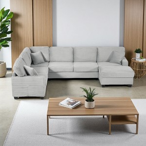 125" U-Shaped Sectional Sofa with Movable Ottoman & Storage - 1 of 4
