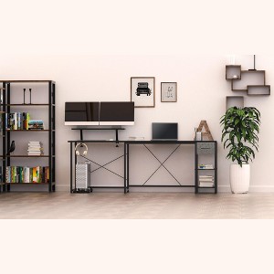 Sevobal Desks L-Shaped Multifunctional Desk Ample Storage, Ergonomic Design for Home Office Study, Black, 53.9"*51.2"*29.5" - 1 of 4