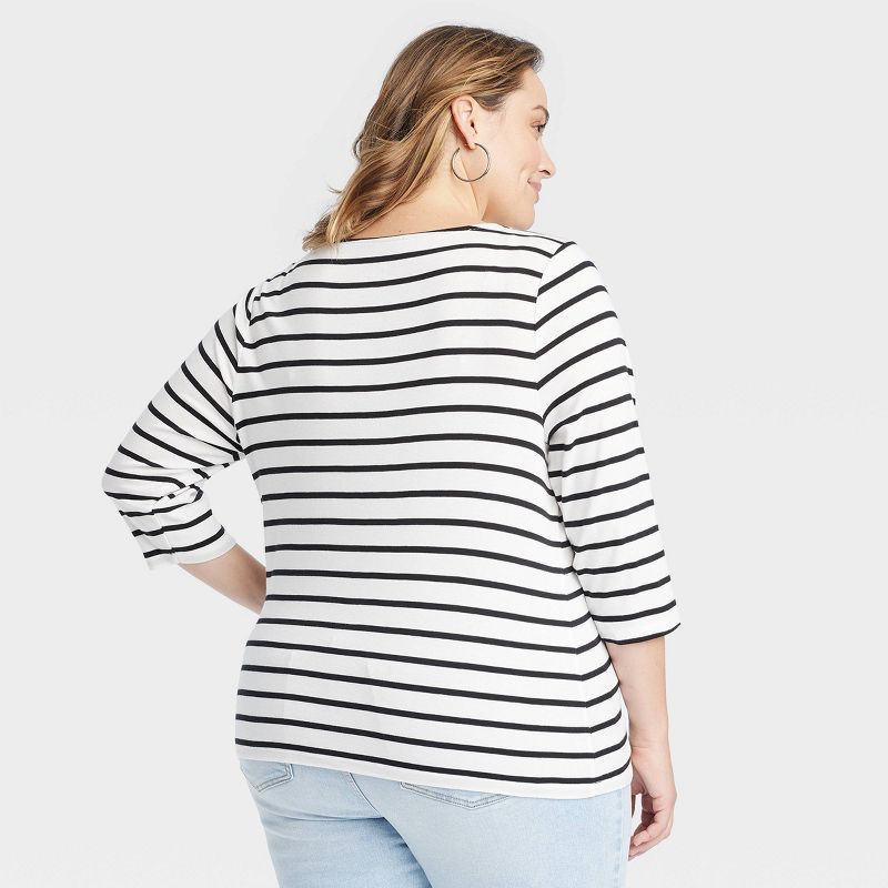 Women's Slim Fit 3/4 Sleeve Boat Neck T-Shirt - Ava & Viv™, 2 of 6