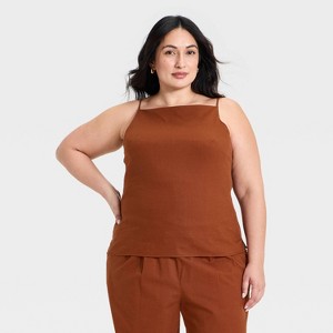 Women's Square Neck Tank Top - A New Day™ Brown L : Target
