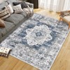 Washable Vintage Rug Non Slip Low Pile Rug Soft Retro Medallion Distressed Throw Floor Cover Foldable Indoor Carpet for Living Room Bedroom Playroom - 2 of 4