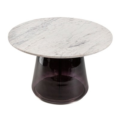 Round 30" Glass and Marble Coffee Table