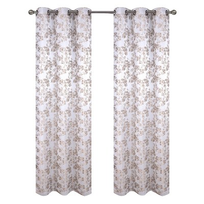 RT Designer Collection Oakville Jacquard 2 Pack Luxurious Modern Design Curtain Panel Pair 36" x 84" Taupe