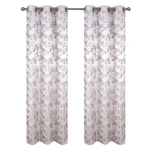 RT Designer Collection Oakville Jacquard 2 Pack Luxurious Modern Design Curtain Panel Pair 36" x 84" Taupe - 1 of 4