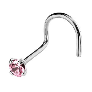 Jewelry Avalanche 22G 14K Gold Nose Screw Nose Stud with Pink Tourmaline Gemstone - 1 of 2