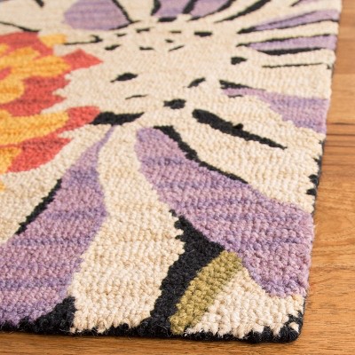 Black Floral Hand Tufted Wool Area Rug 8' x 10'