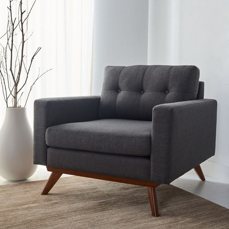 Gneiss Modern Linen Arm Chair - Slate/Grey - Safavieh., 2 of 10
