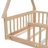 PAGED Twin Size Floor Bed Tent-Shaped Modern Pine Bed Frame with Guardrail and Opening for Bedroom - 4 of 4