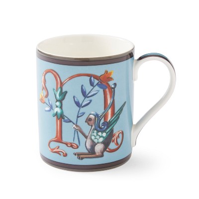 Kit Kemp by Spode 12oz Alphabet Mug, Unique Stylish Monogram, Fine China, Dishwasher Safe, Personalized Initial, Fabulous Mug with Gift Box