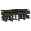 vidaXL 13 Piece Patio Dining Set with Cushions - Brown Poly Rattan, Compact Storage, Comfortable Seating, Removable Covers, Glass Tabletop - 4 of 4