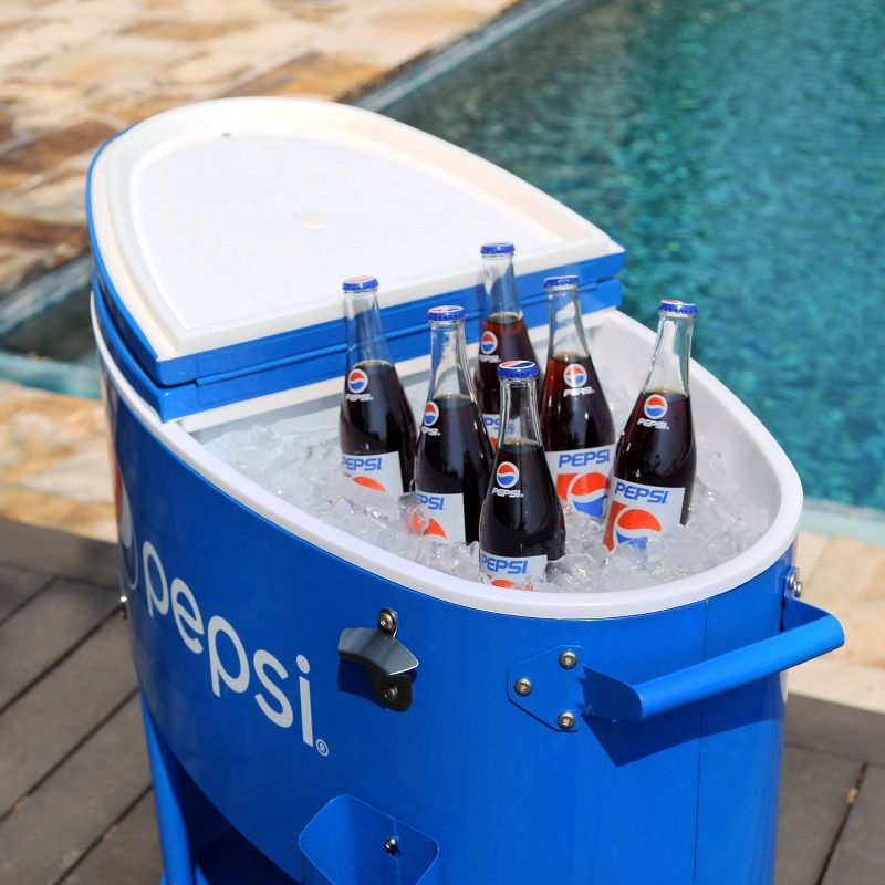 Permasteel 80qt Pepsi Oval Sporty Outdoor Cooler Cart, 3 of 8