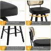 Swivel Counter Height Bar Stools - 26" Faux Leather Upholstered with Rattan Back, Black Wood Frame for Kitchen Island - 4 of 4