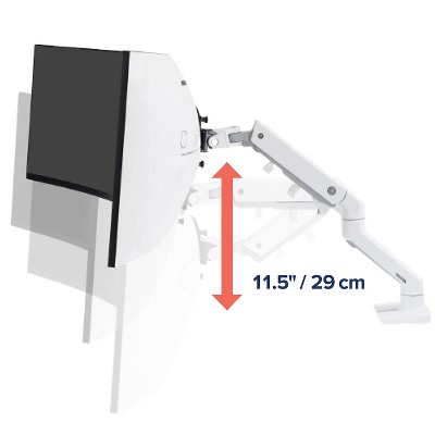 Ergotron HX Single Ultrawide Monitor Arm with HD Pivot, VESA Desk Mount for 1000R Curved Monitors Up to 49 Inches, 28 to 42 lbs - White (45-647-216)
