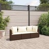 vidaXL Patio Sofa Set with Cushions Lounge Setting Outdoor Furniture Poly Rattan - Brown and cream 3 Piece - 2 of 4