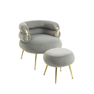 NicBex Velvet Accent Chair with Ottoman Modern Upholstered Armchair with Metal Legs for Living Room - 1 of 4