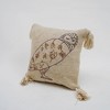 SEVOBAL Bed Pillows Bohemian Linen Printed Cushion with Decorative Fringes, Elegant Home Decor Accent for Bedroom, Beige, 18"*18"*2" - 3 of 4