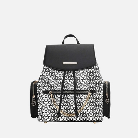 MKF Collection Issah Functional and Stylish Circular Pattern Vegan Leather Backpack by Mia K- Black