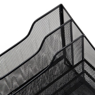 Black Metal Mesh 5-Compartment Desktop Organizer