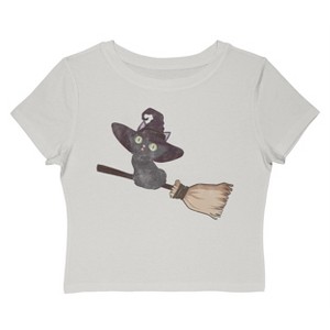 Social Collective Women Kitten Broom Short Sleeve Graphic Cotton Baby Tee - 1 of 4