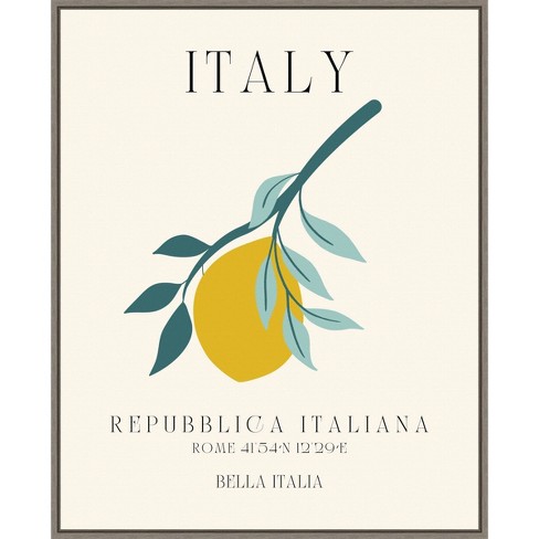 23 X 28 Italy Travel Poster Bella Italia By Chayan Lewis Framed Canvas  Wall Art Print - Amanti Art : Target