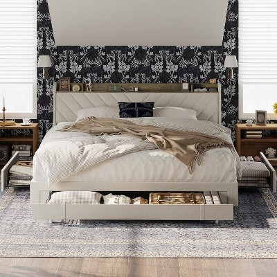 King Size Bed Frame Queen Size with Headboard