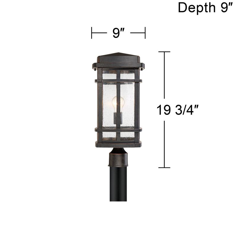 John Timberland Mission Outdoor Post Light Fixture Oil Rubbed Bronze 19 1/4" Clear Seedy Glass for Exterior Garden Yard Walkway, 5 of 6