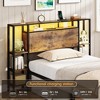 Platform Bed Frame with Headboard, 3-Tier Storage Shelves & 2 Drawers, Brown - 4 of 4