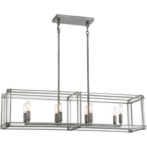 Minka Lavery Antique Nickel Linear Pendant Chandelier 40" Wide Industrial Clear Acrylic 8-Light Fixture for Kitchen Island House - 1 of 4