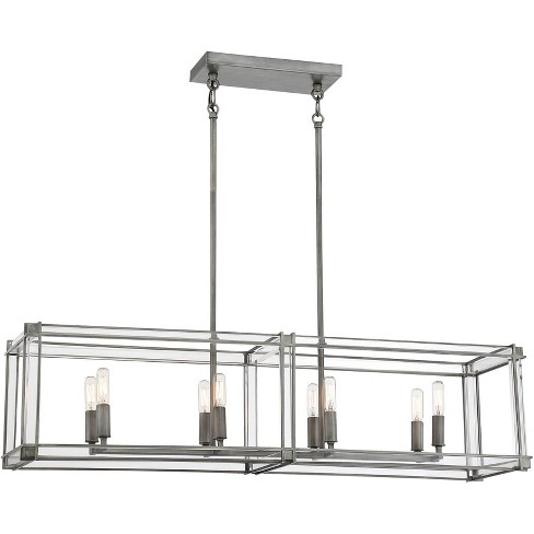 Minka Lavery Antique Nickel Linear Pendant Chandelier 40" Wide Industrial Clear Acrylic 8-Light Fixture for Kitchen Island House - image 1 of 4