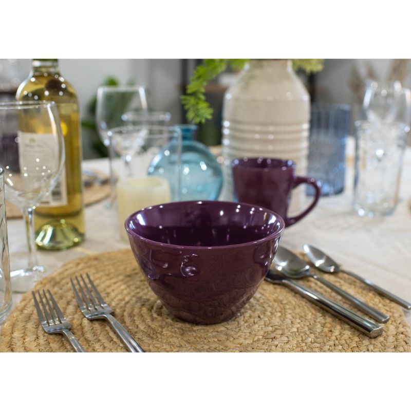 Elanze Designs Dimpled Ceramic 5.5 inch Contemporary Serving Bowls Set of 4, Purple, 5 of 7