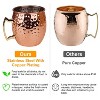 NewHome "4Pcs 18oz Moscow Mule Mugs Copper Plated with Hammered Design, Stainless Steel Lining & Straws for Cold Drinks" Rose Gold - 3 of 4