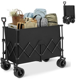 HTUTWOO Beach Collapsible Wagon Cart, Heavy Folding Utility Cart, 300L Capacity, Duty 350 lbs, with Big All-Terrain Beach Wheels & Drink Holders - 1 of 4