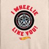 Women's - Hot Wheels - Valentine's I Wheelie Like You Lightweight French Terry Wide Neck Long Sleeve Shirt - 2 of 4