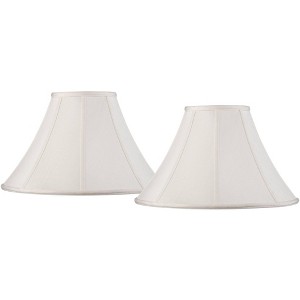 Springcrest Set of 2 Bell Lamp Shades Off-White Large 7" Top x 18" Bottom x 10.5" High Spider Replacement Harp and Finial Fitting - 1 of 4