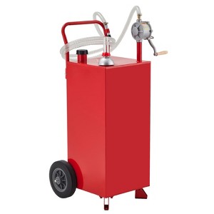 Portable Fuel Caddy with Manual Pump – Gas/Diesel Storage Tank with Wheels & 9.8Ft Hose for Cars, Lawn Mowers, ATVs & Boats(1-Pack) - 1 of 4