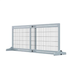 Resenkos 72" W x 27" H Extra Wide Freestanding Pet Gate with Adjustable Length Dog, Cat, Barrier for House, Doorway, Hallway, Natural - 1 of 4