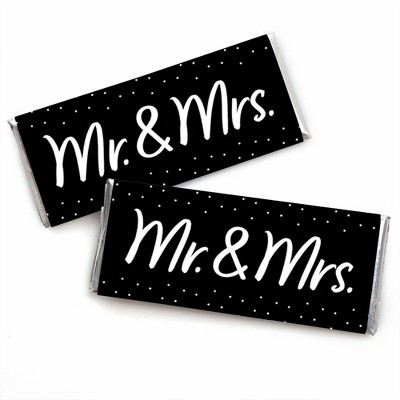 Big Dot of Happiness Mr. and Mrs. - Candy Bar Wrapper Black and White Wedding or Bridal Shower Favors - Set of 24