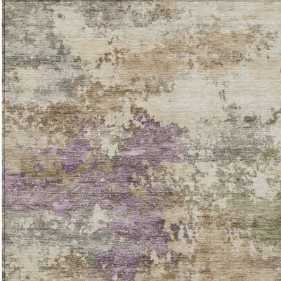 HomeRoots 8' X 10' Beige Green And Purple Abstract Washable Indoor Outdoor Area Rug
