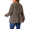 Agnes Orinda Women's Plus Size Elegant Floral Printed V Neck Long Sleeve Chiffon Casual Blouses - 4 of 4