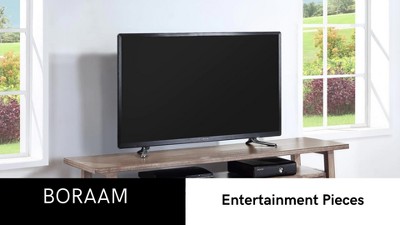 Sonoma Barnwood Wire-Brush TV Stand with Slatted Shelf and Drawers