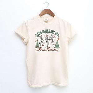 Simply Sage Market Women's Dead Inside Christmas Skeleton Short Sleeve Graphic Tee - 1 of 3