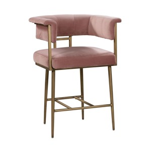 Astrid Velvet Stool Blush Counter Height - 1 of 4