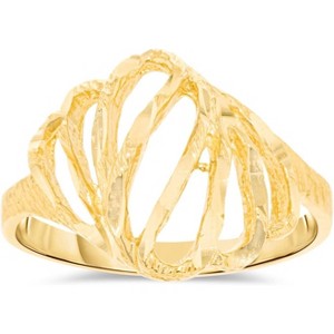 10k Yellow Gold 13.6mm Wavey Stripes Filigree Openwork Ring - 1 of 4