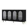 Syemin Decorative Storage Cabinets Modern Accent Sideboard Cabinet, Freestanding Storage Cupboard Corner Console Table, Black, 60"*15.6"*32.3" - 2 of 4