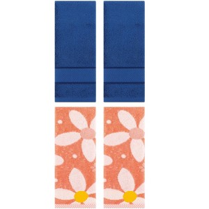 REGALWOVEN 4 Pcs Bathroom Decorative Cotton Soft Absorbent Sold Striped Hand Towel - 1 of 4