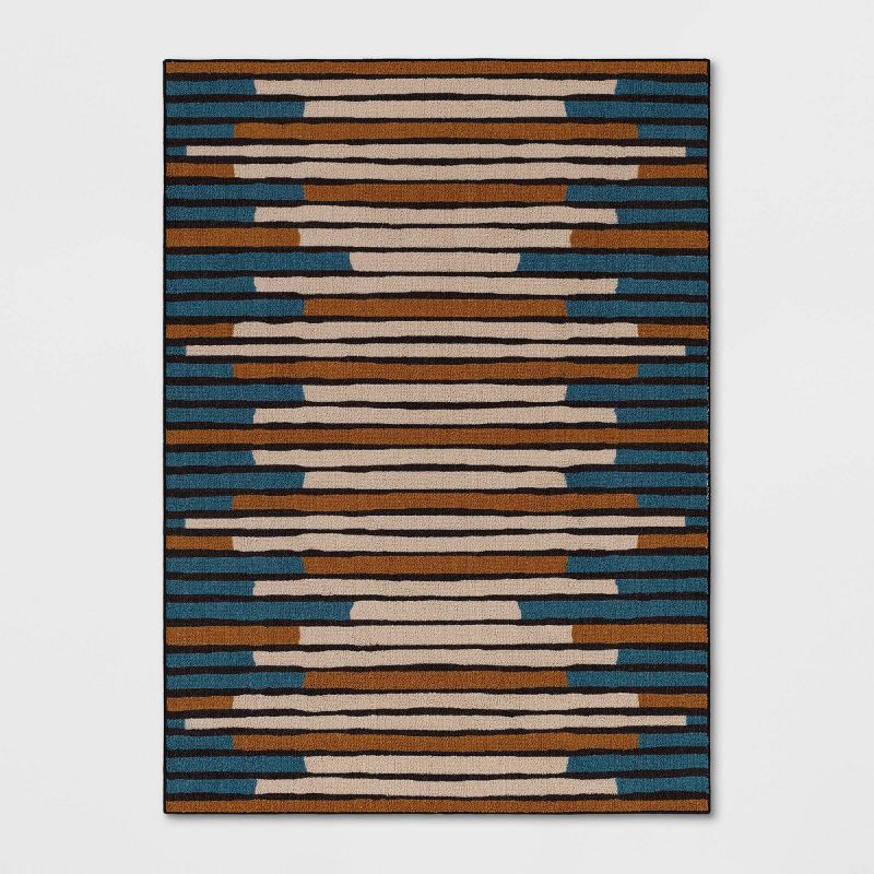 Striped Area Rug Turquoise/Yellow - Threshold™, 1 of 7